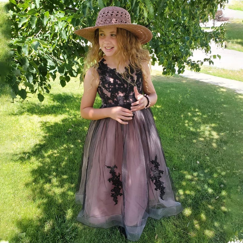 PLwedding Flower Girl Dress Kids Lace Applique Pageant Ball Gown Prom Dresses Picture Color 1 Size 8 - Image 4